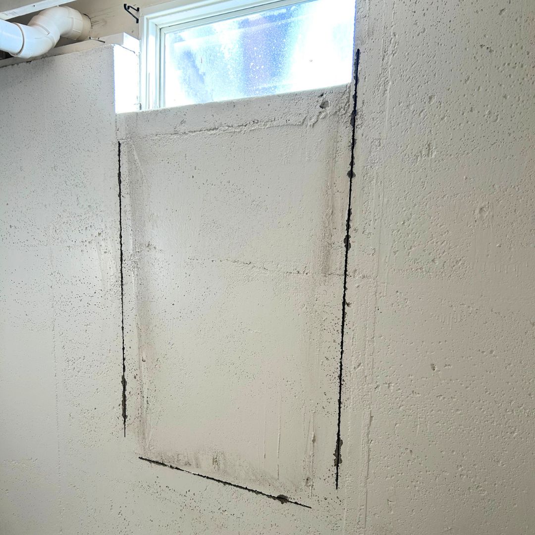 Egress window well concrete cut