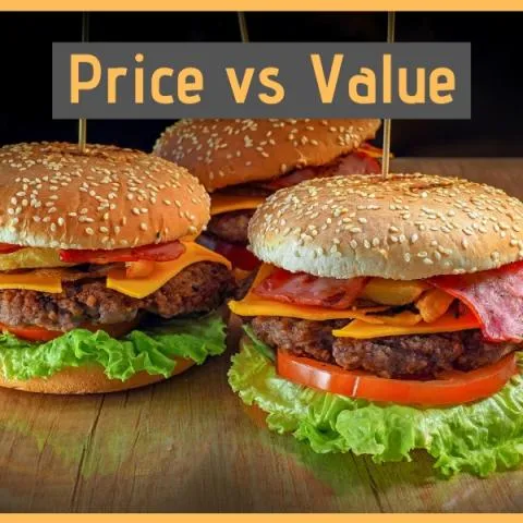 Photo showing price vs value